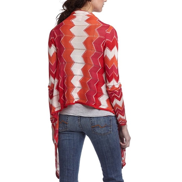 BcbgMaxazria Azalea Red Combo Chevron Cardigan - Picture 8 of 8